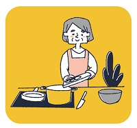 料理する女性のイラスト