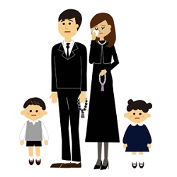 ご葬儀に参列する子供連れの家族
